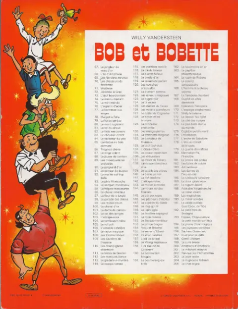 Verso de l'album Bob et Bobette Tome 180 Manneken Pis, l'irascible