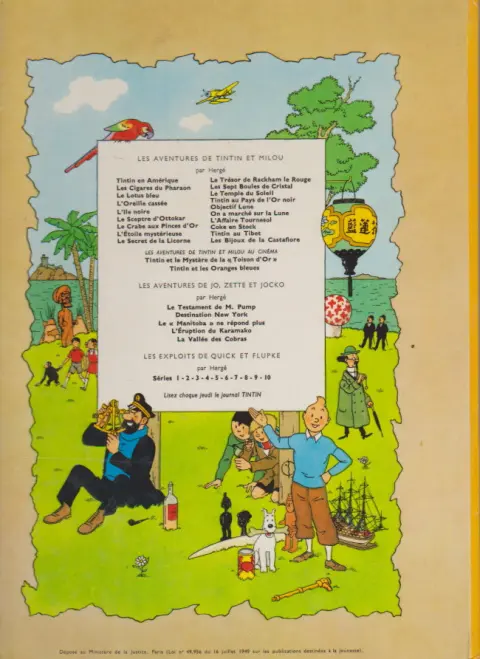 Verso de l'album Tintin Tome 15 Tintin au pays de l'or noir