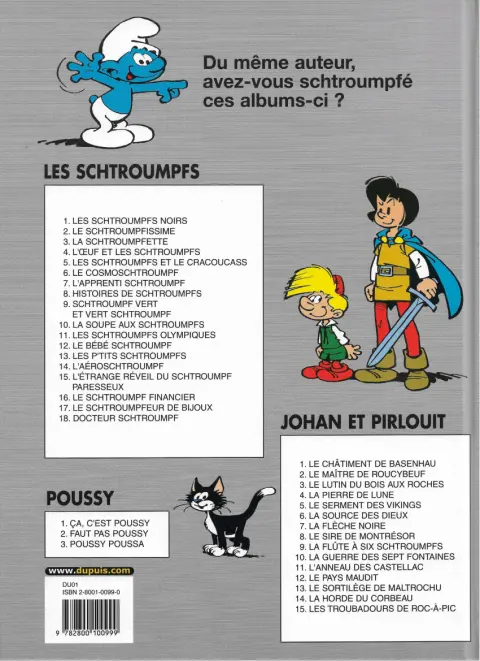 Verso de l'album Johan et Pirlouit Tome 5 Le serment des vikings
