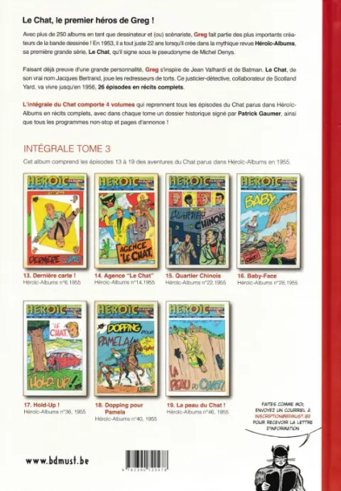 Verso de l'album Le chat Intégrale 3