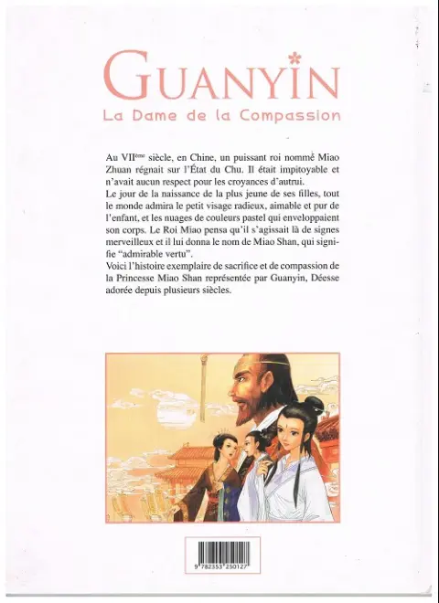 Verso de l'album Contes et Légendes de Chine Guanyin, la Dame de la Compassion