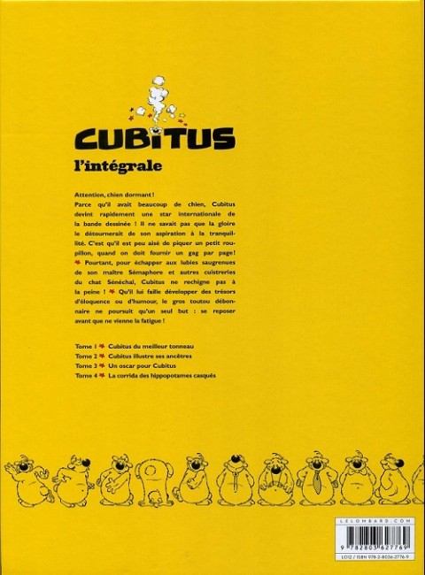 Verso de l'album Cubitus L'intégrale Tome 1