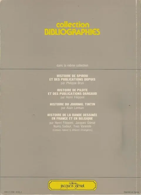 Verso de l'album Histoire du Journal Tintin