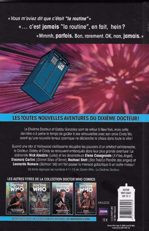 Verso de l'album Doctor Who (Les nouvelles aventures du dixième docteur) Tome 3 Les fontaines de l'éternité