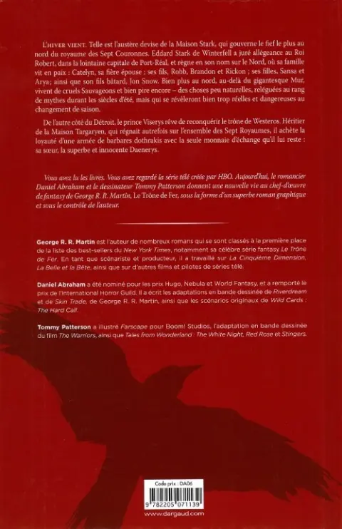 Verso de l'album A Game of Thrones - Le Trône de fer Volume I