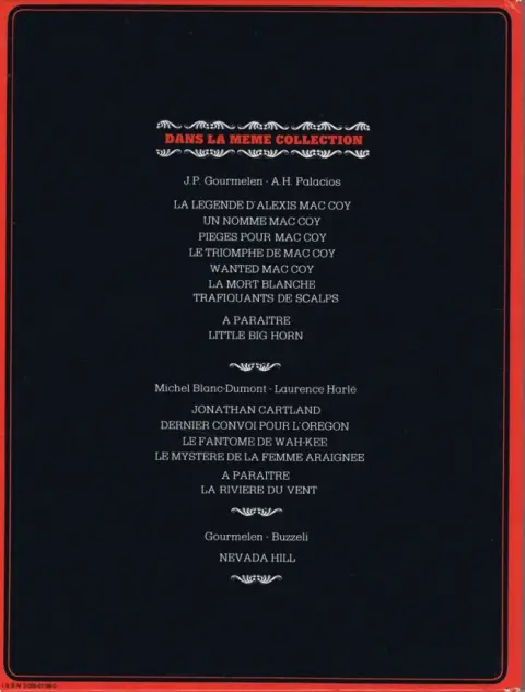 Verso de l'album Mac Coy Tome 7 Trafiquants de scalps