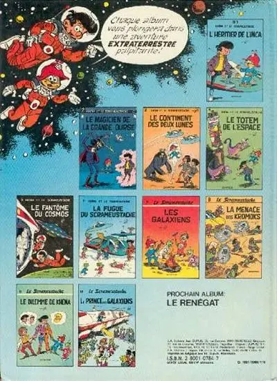 Verso de l'album Le Scrameustache Tome 10 Le prince des galaxiens