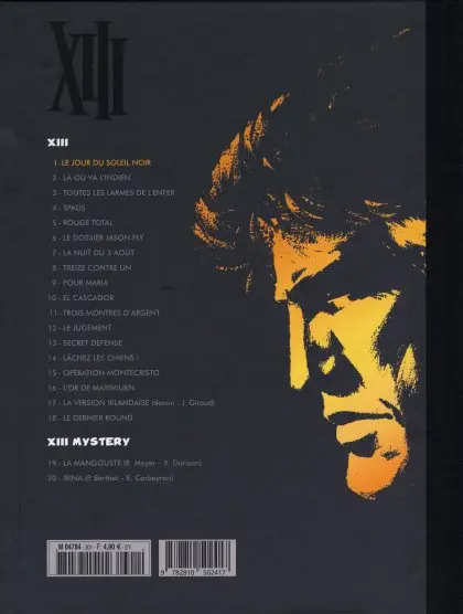 Verso de l'album XIII Tome 1 Le jour du soleil noir