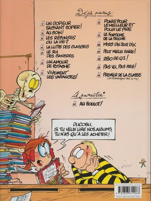 Verso de l'album L'Élève Ducobu Tome 4 La lutte des classes