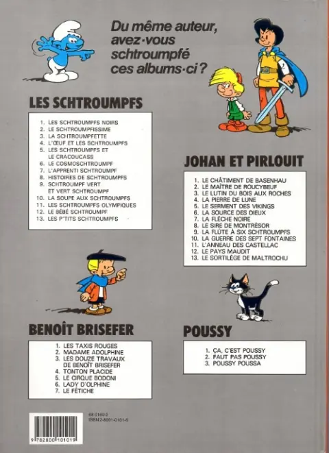 Verso de l'album Johan et Pirlouit Tome 7 La flèche noire