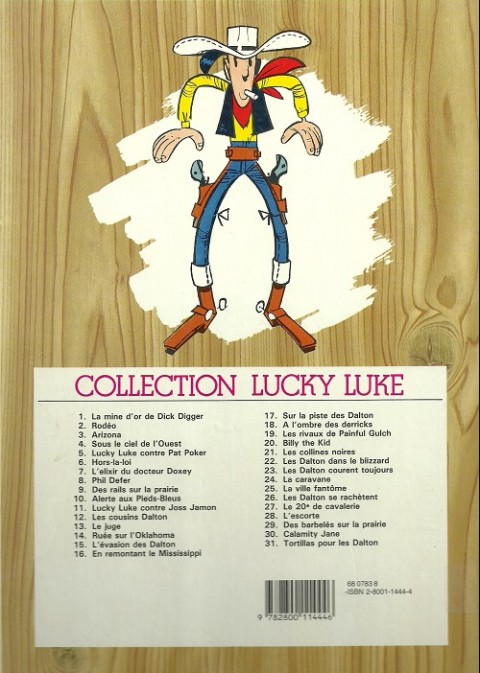 Verso de l'album Lucky Luke Tome 4 Sous le ciel de l'Ouest