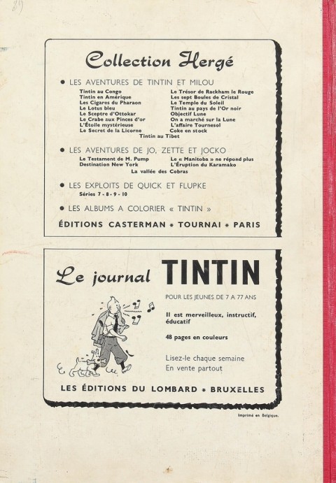 Verso de l'album Tintin Tome 48