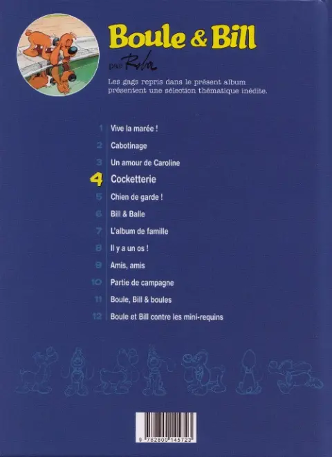 Verso de l'album Boule & Bill Tome 4 Cocketterie