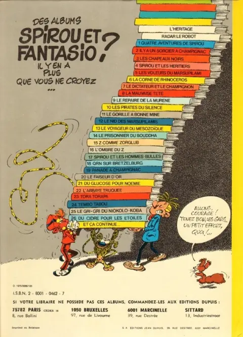 Verso de l'album Spirou et Fantasio Tome 26 Du cidre pour les étoiles