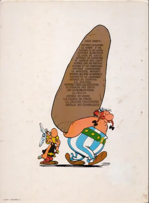 Verso de l'album Astérix Tome 23 Obélix et compagnie
