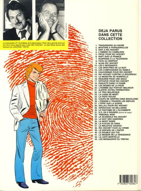 Verso de l'album Ric Hochet Tome 13 Les compagnons du diable