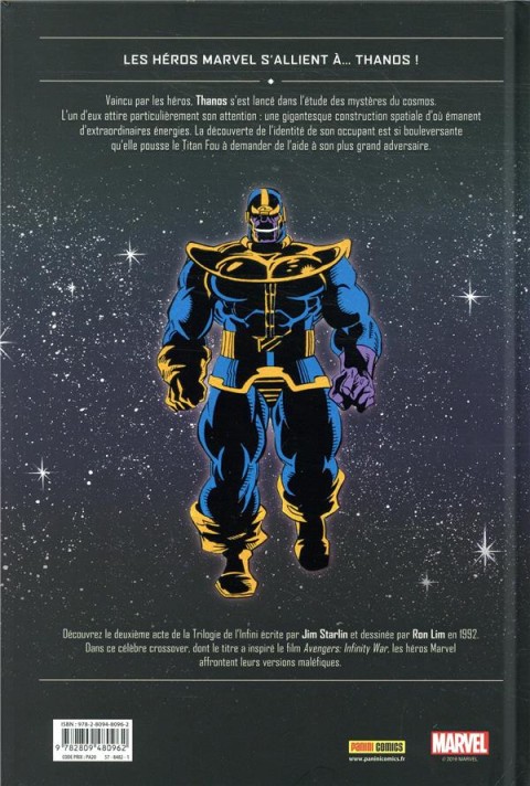 Verso de l'album Thanos : La Trilogie de l'infini Volume 2 La guerre de l'infini