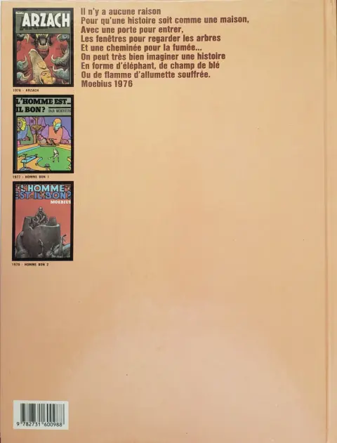 Verso de l'album Moebius œuvres complètes Tome 2 L'Homme est il Bon ? Arzach