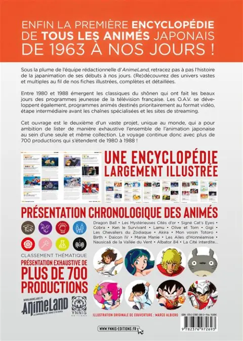 Verso de l'album L'Encyclopédie des Animés 2 1980-1988