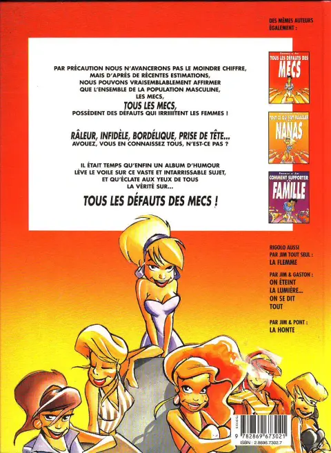 Verso de l'album Jim et ses copains Tome 1 Tous les défauts des mecs