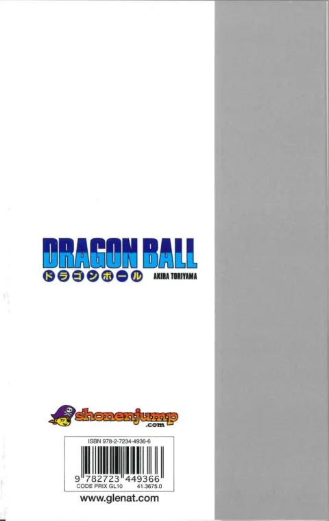Verso de l'album Dragon Ball Édition originale Tome 39 Adieu, guerrier à la fierté inégalée