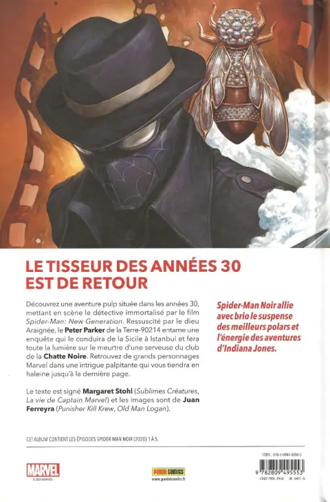Verso de l'album Spider-Man Noir : Crépuscule à Babylone