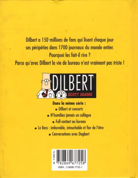 Verso de l'album Dilbert Vents d'Ouest Tome 3 Pas besoin d'expérience quand on a la grosse tête