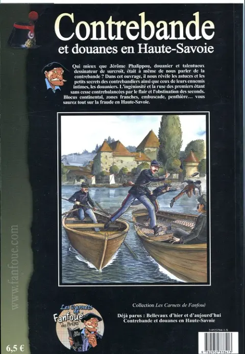 Verso de l'album Les aventures de Fanfoué des Pnottas Contrebande et douanes en Haute-Savoie