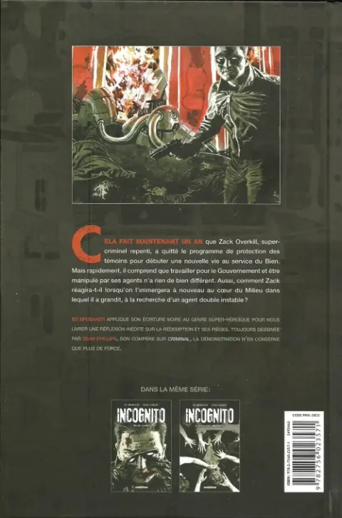 Verso de l'album Incognito Tome 2 Mauvaises influences