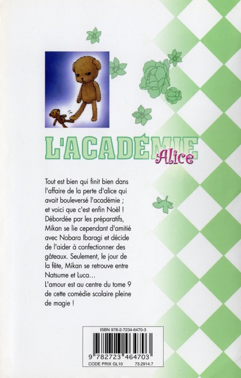 Verso de l'album L'Académie Alice 9