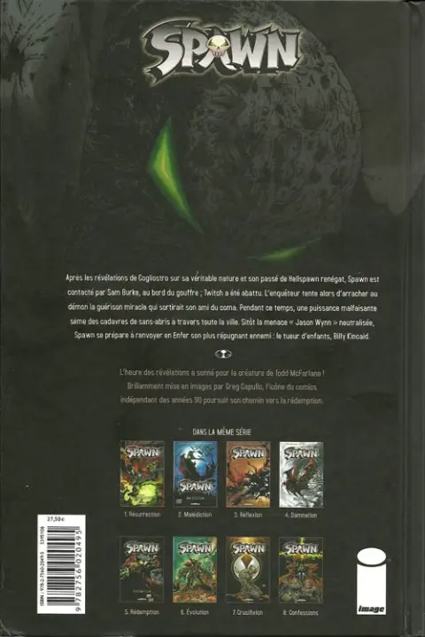 Verso de l'album Spawn Tome 8 Confessions