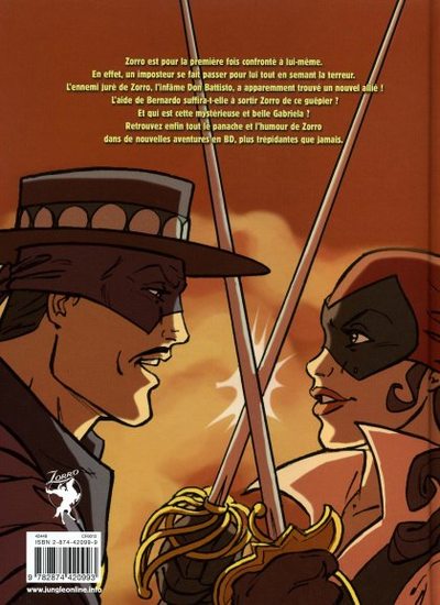 Verso de l'album Les nouvelles aventures de Zorro Tome 1 L'armée secrète