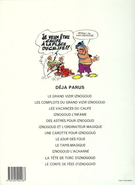 Verso de l'album Iznogoud Tome 2 Les complots du grand Vizir Iznogoud