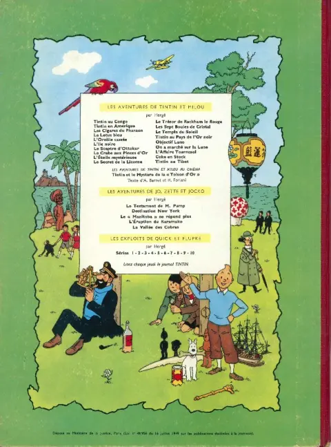 Verso de l'album Les Aventures de Jo, Zette et Jocko Tome 3 Le Rayon du Mystère 1er épisode, Le Manitoba ne répond plus
