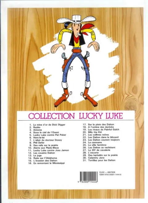 Verso de l'album Lucky Luke Tome 4 Sous le ciel de l'Ouest