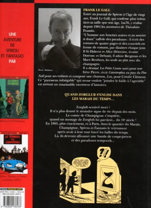 Verso de l'album Spirou et Fantasio - Une aventure de... / Le Spirou de... Tome 2 Les Marais du temps
