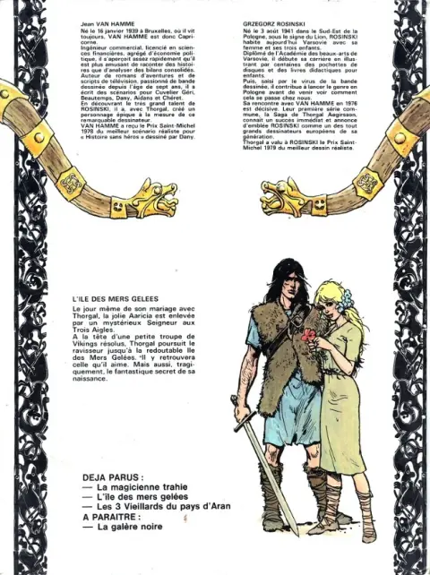 Verso de l'album Thorgal Tome 2 L'Île des Mers gelées