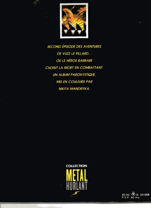 Verso de l'album Vuzz Tome 2 Epilogue: Là-Bas