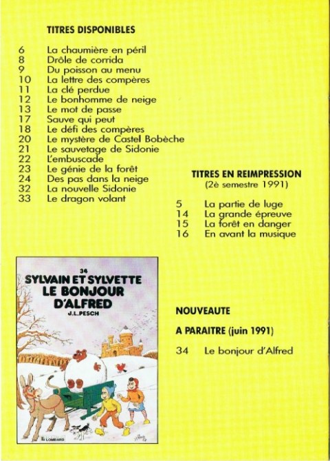 Verso de l'album Sylvain et Sylvette ont 50 ans...