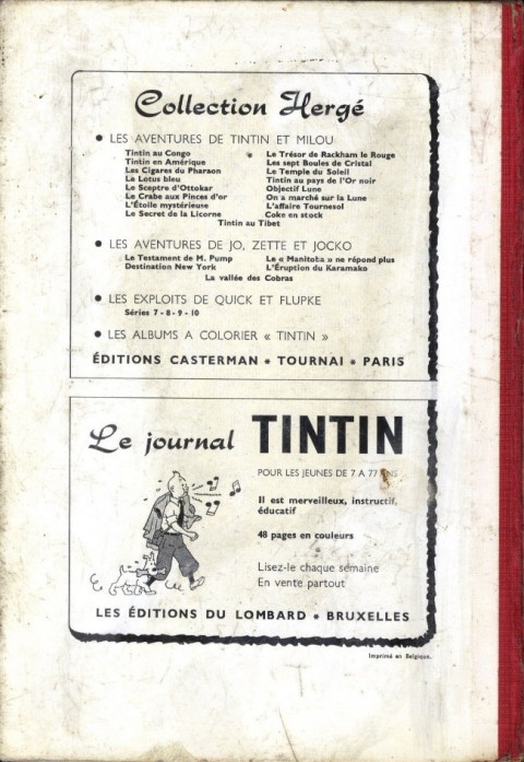 Verso de l'album Tintin Tome 49
