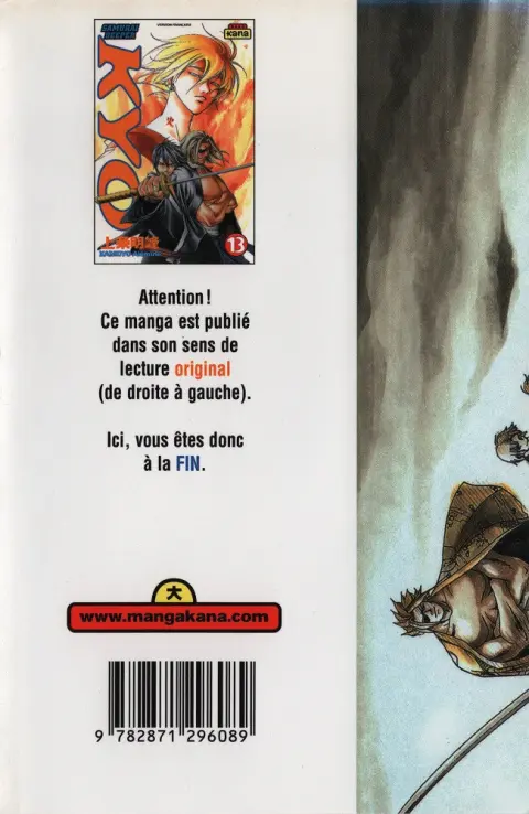 Verso de l'album Samurai Deeper Kyo 13