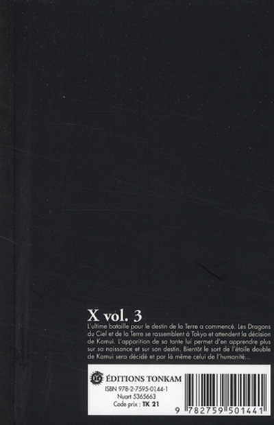 Verso de l'album X Volume double Volume 3