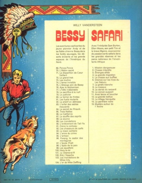 Verso de l'album Bessy Tome 105 Le barrage des castors