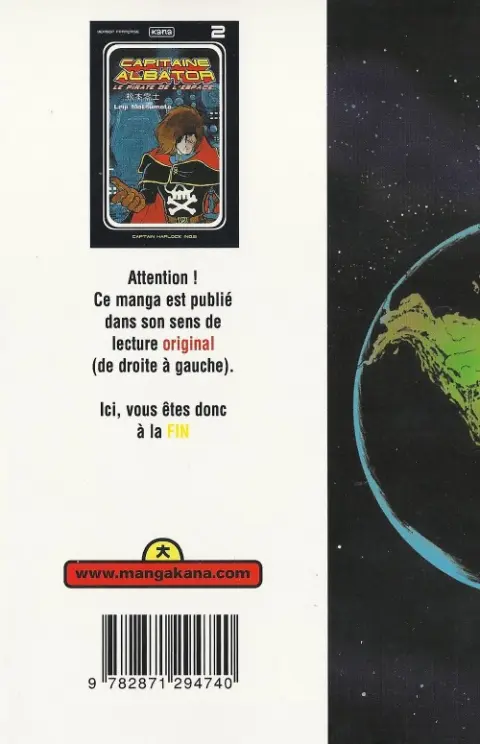 Verso de l'album Capitaine Albator - Le pirate de l'espace 2 Captain Harlock (n°02)