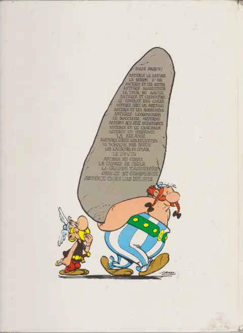 Verso de l'album Astérix Tome 23 Obélix et compagnie