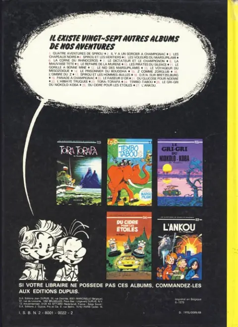 Verso de l'album Spirou et Fantasio Tome 20 Le faiseur d'or