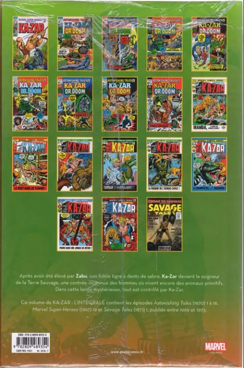 Verso de l'album Ka-zar - L'intégrale Tome 1 1969-1973