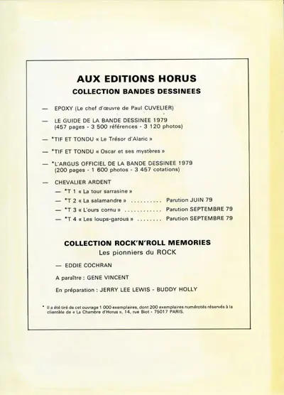 Verso de l'album Chevalier Ardent Horus - Rijperman Tome 1 La Tour Sarrasine
