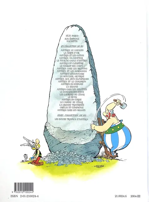 Verso de l'album Astérix Tome 24 Astérix chez les Belges