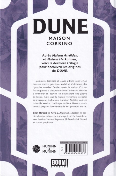 Verso de l'album Dune - Maison Corrino Tome 1
